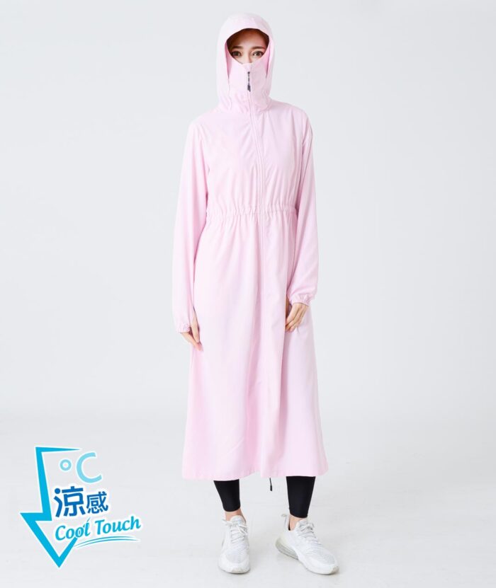 抗UV-Suptex清涼加長版口罩連帽女外套-長帽簷款