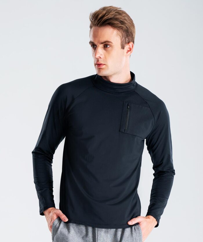 石墨烯超彈連袖半高領上衣-男