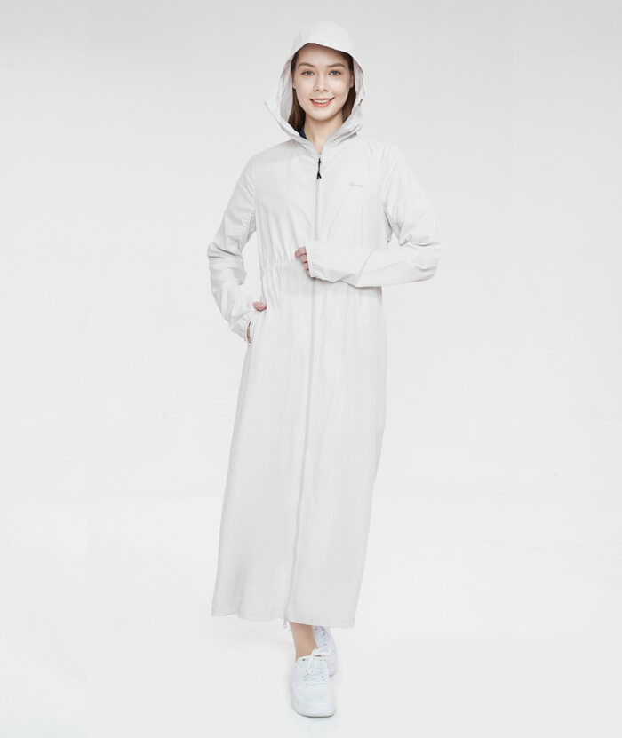 抗UV-Suptex清涼沖孔透氣口罩連帽長外套-女