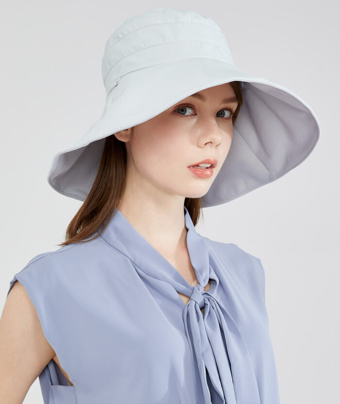 抗UV-Suptex清涼雙面造型帽-馬尾洞 - 極簡灰#02, F