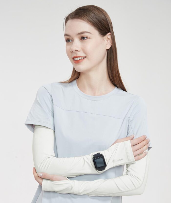 抗UV-Apex涼感彈性袖套-開口看錶 - 極簡灰#03, M