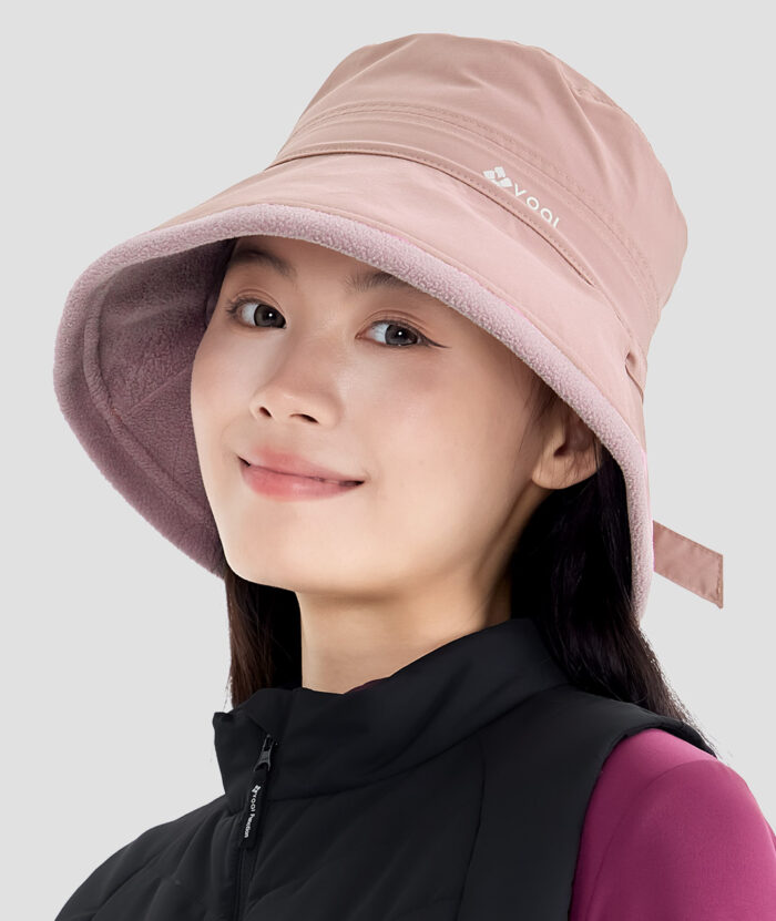 石墨烯雪山絨保暖雙面戴漁夫帽-女