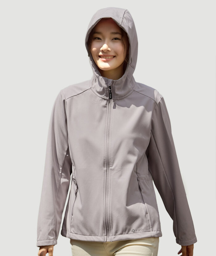 防風軟殼收腰連帽外套-女