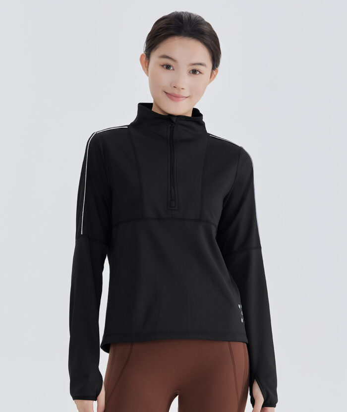 石墨烯恆溫舒絨立領開襟反光上衣-女