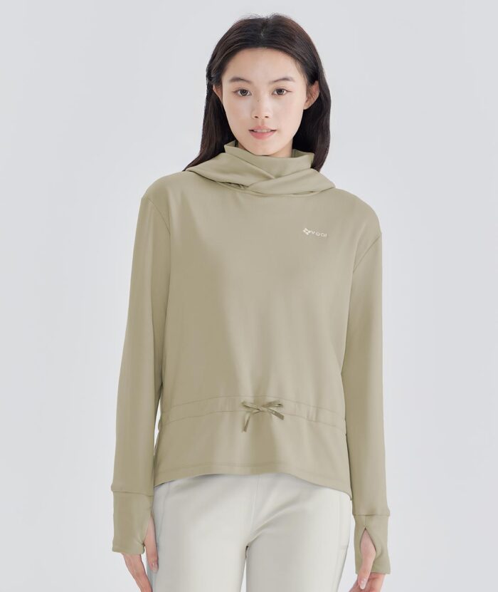 石墨烯恆溫舒絨連帽縮腰綁帶保暖上衣-女