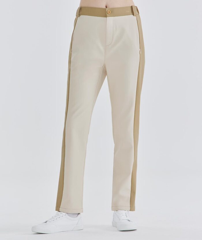 防潑軟殼刷毛拼接彈性長褲-女