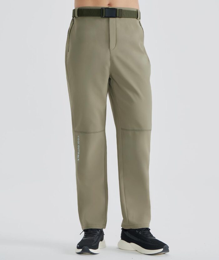 防潑軟殼刷毛腰帶長褲-男