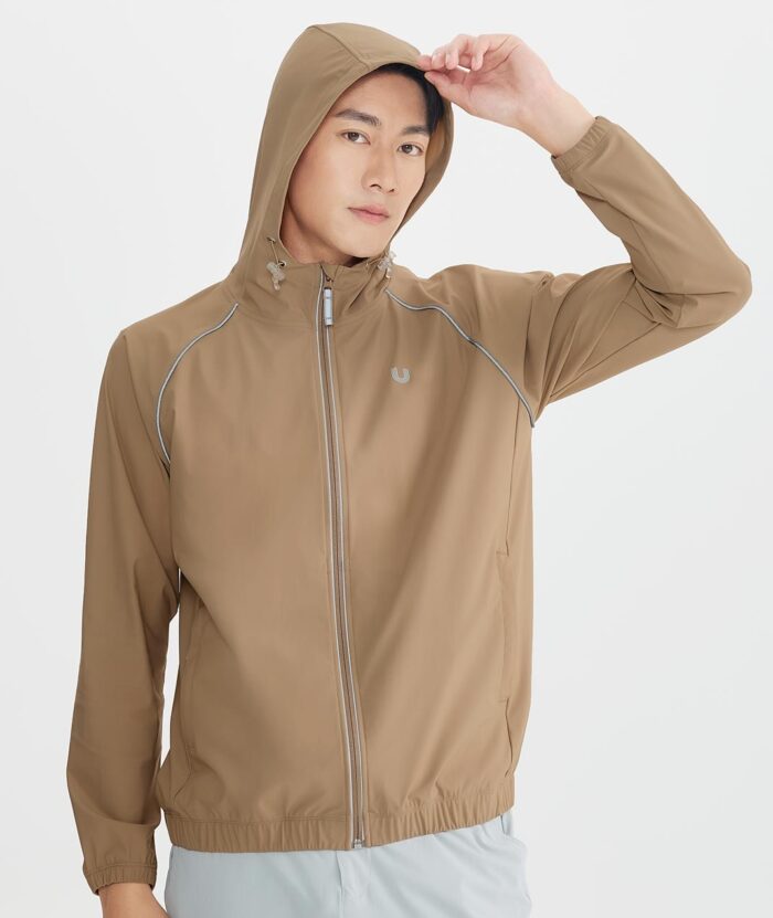 抗UV-Apex涼感排汗透氣運動反光連帽外套-男