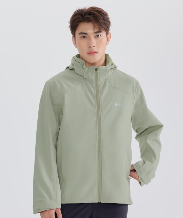 防水防風軟殼帽可拆保暖外套-男