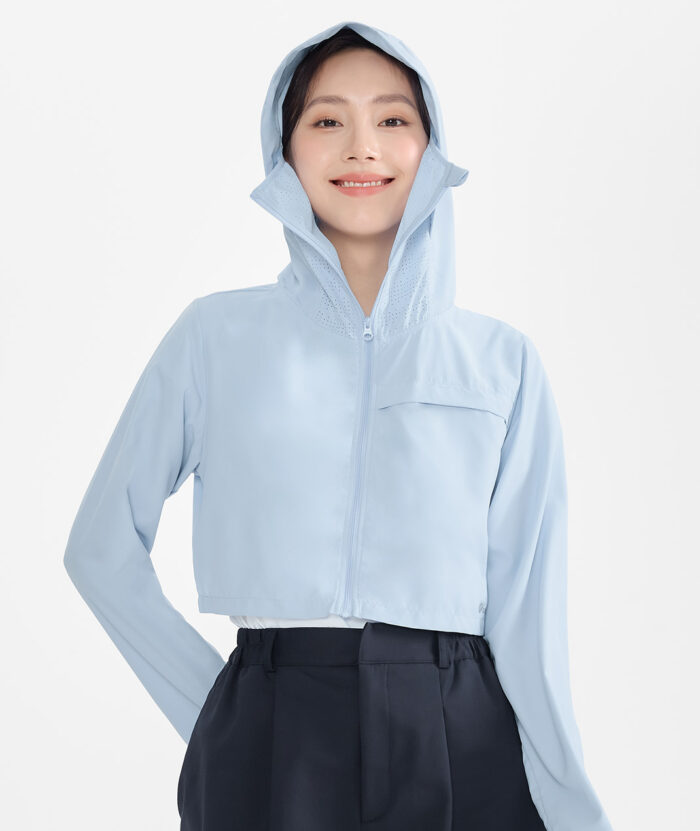 抗UV-Suptex清涼透氣口罩連帽短版外套-女