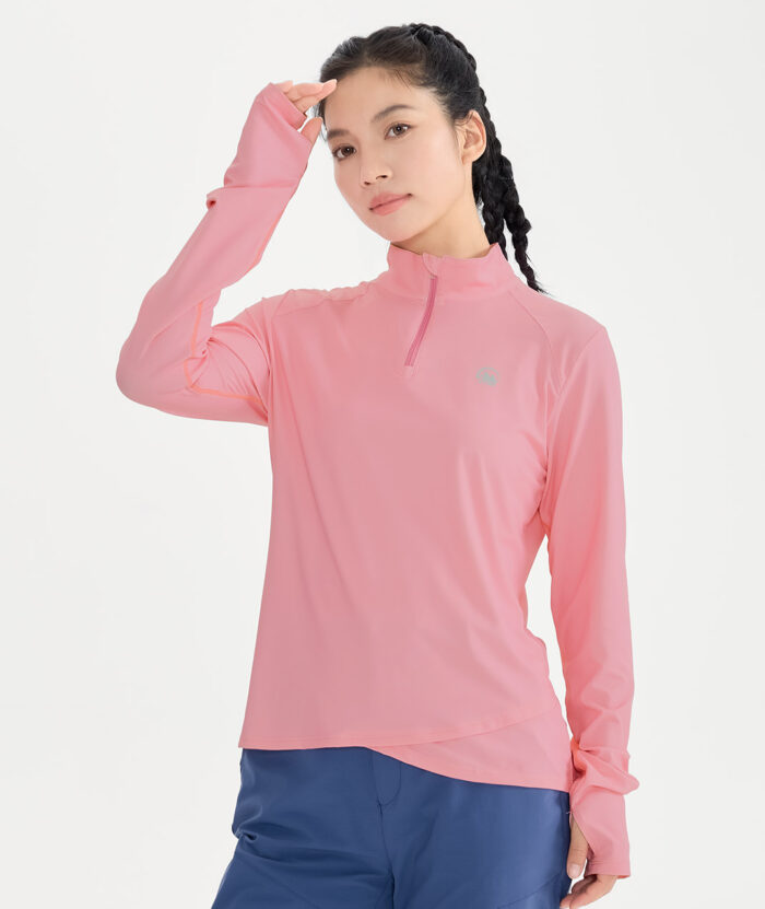 抗UV-Apex銀纖維抗菌交疊造型立領上衣-女