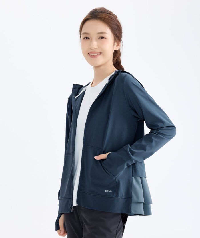 抗UV-Apex涼感彈性波浪造型連帽外套-女