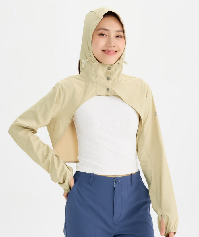 抗UV-Suptex清涼率性短版連帽罩衫-女