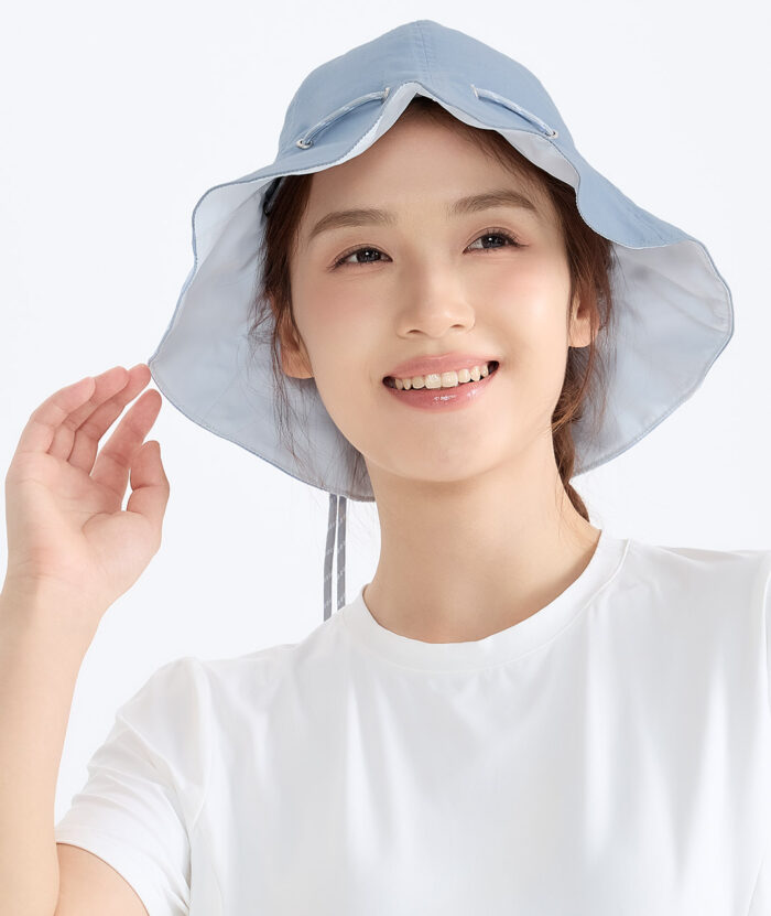 抗UV-環保超潑水可收納雙面戴漁夫帽-女