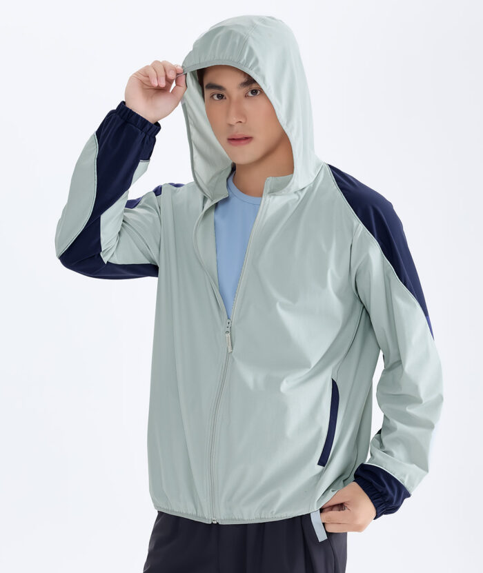 抗UV-Apex冰彈紋織拼色反光連帽外套-男