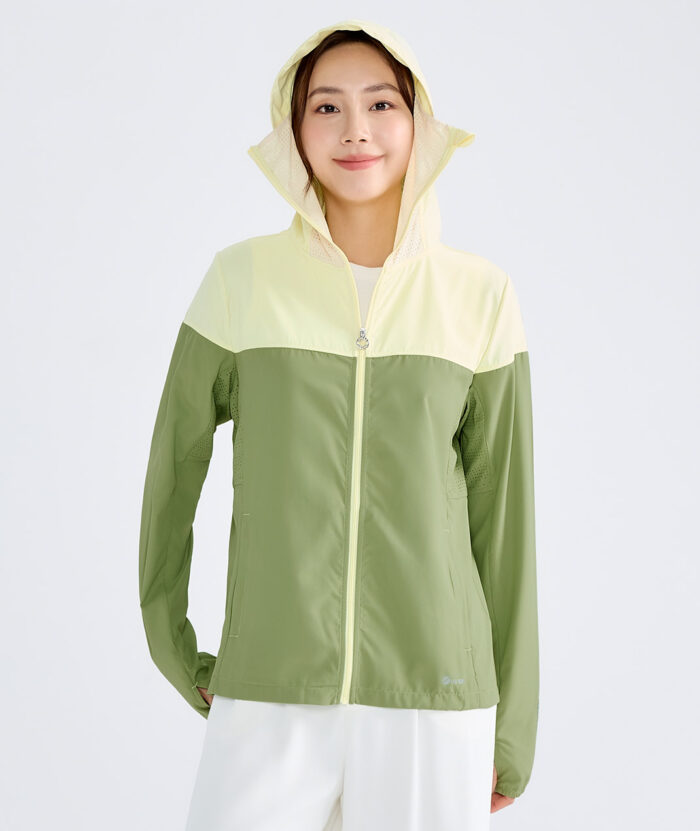 抗UV-Suptex清涼沖孔透氣口罩連帽外套-女